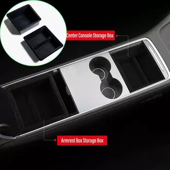 Ящик для хранения вещей для Tesla Model 3 Y 2021 2023, центральный консольный лоток, подлокотник, флокированные контейнеры, аксессуары для салона автомобиля