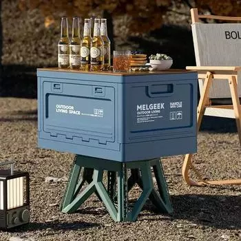Ящик для хранения вещей на открытом воздухе, органайзер для багажника, ящик для пикника на природе, складная скамейка для автомобиля и разделочная доска зелёный