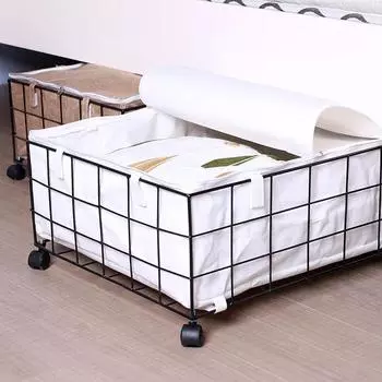Ящик для хранения вещей под кроватью в спальне с колесиками, большая съемная железная корзина для хранения одежды, большая экономящая место мебель для гостиной кофейный