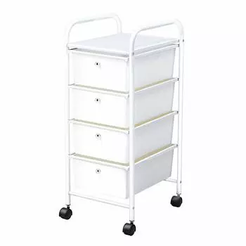 Ящик для хранения вещей, ящик для хранения, ролики, пластик, 4 яруса, белый, ширина 32 см, глубина 39 см, электронное снабжение EEX-DWG01W