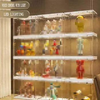 Ящик для хранения витрины со светодиодной подсветкой, имитация Рождества, акриловые прозрачные украшения, модель игрушки, витрины 1pcs белый