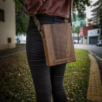 Ящик для хранения Writer Messenger, большая вместимость, легко носить с собой, многофункциональный, деревянный, ручной работы, через плечо, портативный черный коричневый