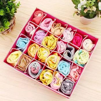 Ящик для хранения высококачественных носков, шкаф для одежды, складной популярный органайзер для нижнего белья, нетканый 1 шт., ящик, многоразмерный органайзер для бюстгальтеров, аксессуары 6 grid молочный белый