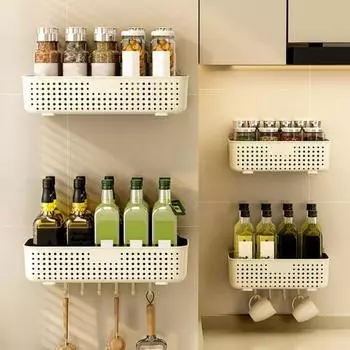 Ящик для хранения Yousheng с дренажными отверстиями, большая вместимость, прочная несущая способность, простая установка, держатель для бутылок для специй на кухне, душевая стойка M зелёный