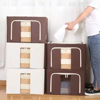 Ящик для хранения, защита окружающей среды, водонепроницаемая ткань Оксфорд, складной толстый шестиугольный стальной каркас, коробка для перемещения одежды, одеяла 55L50*40*28