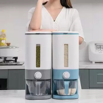 Ящик для хранения зерна и риса, герметичный ящик для хранения зерна, прозрачное окно, удобный бытовой диспенсер для хранения еды, бытовые принадлежности синий