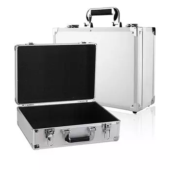 Ящик для инструментов из алюминиевого сплава SAGVE Ящик для хранения из алюминия со съемными разделителями Многофункциональный ящик для инструментов с замком Кейс-атташе для хранения ценных вещей серебряный