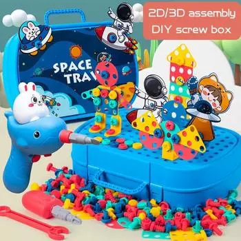 Ящик для инструментов с сверлами для детей 45361 205 предметов STEM набор игрушек безопасно синий