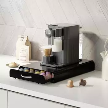 Ящик для капсул для кофе, металлический стеллаж для хранения на основании кофемашины чёрный