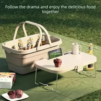 Ящик для кемпинга на открытом воздухе, складная корзина для пикника, водонепроницаемый контейнер со столом, портативный органайзер для еды большой емкости для путешествий