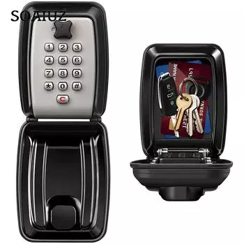 Ящик для ключей с кнопкой, портативный ящик для комбинированного замка, защищенный от атмосферных воздействий и безопасное устройство для хранения ключей чёрный