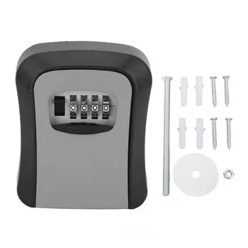 Ящик для ключей с замком, переносной настенный, с 4-значной комбинацией ключей, сейф для хранения, замковый ящик для наружного использования серый