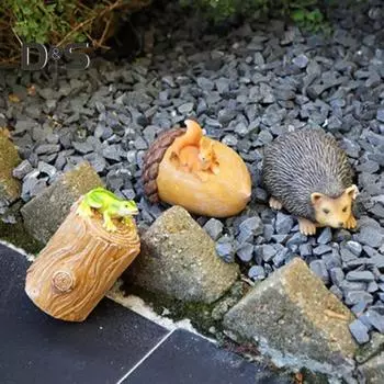 Ящик для ключей в виде животного, уличная статуэтка животного, скрытый держатель для ключей в виде белки, ежа, лягушки, для декора крыльца в саду Hedgedog