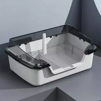 Ящик для кошачьего туалета из нержавеющей стали, ящик для кошачьего туалета с защитой от брызг, легко чистящийся лоток для кошачьего туалета для средних и больших кошек