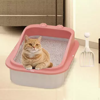 Ящик для кошачьего туалета, легко чистящаяся песочница для котят, ящик с открытым верхом для жёлтый