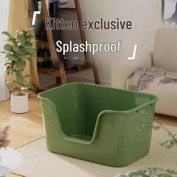 Ящик для кошачьего туалета: Открытая конструкция, коврик с защитой от брызг, кошачий горшок, чистящие средства Trumpet