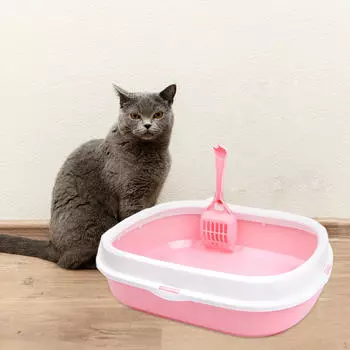 Ящик для кошачьего туалета с высокими стенками, прочный для всех видов прочных брызгозащищенных домашних животных с открытым верхом