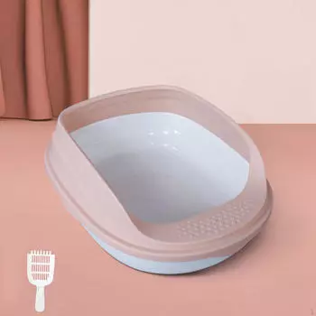 Ящик для кошачьего туалета с высокими бортами, горшок, туалет, товары для домашних животных, кастрюли для мелких животных и Blue 38cm