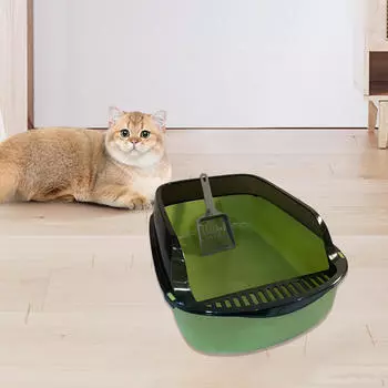 Ящик для кошачьего туалета, туалет для домашних животных, контейнер для песка, лоток большой емкости, полузакрытый поддон для мусора розовый