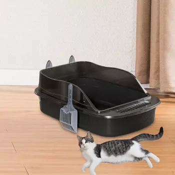 Ящик для кошачьего туалета, туалет-песочница для маленьких и больших кошек, U-образная форма, заниженная передняя часть розовый