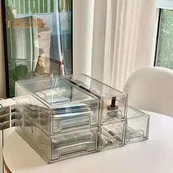 Ящик для маски для лица, прозрачный ящик для хранения ПЭТ, большая емкость, многофункциональные канцелярские принадлежности для макияжа, офисные принадлежности, органайзер для ювелирных аксессуаров M