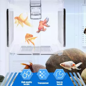 Ящик для разведения рыб, аквариум, прозрачный акриловый изоляционный ящик, инкубатор, подвесной инкубатор для рыб со съемной сеткой чистый