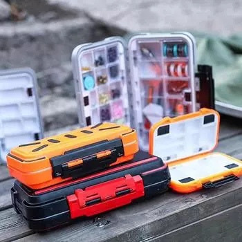 Ящик для рыболовных снастей Водонепроницаемый чехол для хранения приманок Двусторонний органайзер для рыболовных инструментов Контейнерные отсеки Аксессуары для рыбалки M чёрный
