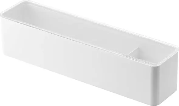 Ящик для столовых приборов Yamazaki Jitsugyo с крышкой, длинный, белый, xx, пылезащитный, с разделителями, 5884, прибл.. Ш32,8 Г7,7 В7,8 см