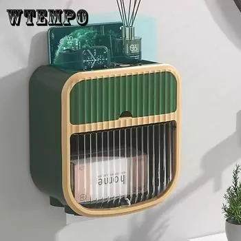 Ящик для туалетной бумаги Коробка для бумажных полотенец Бытовая перфорированная неперфорированная унитаз Водонепроницаемая рулонная бумага Полка для туалетной бумаги розовый