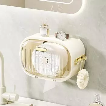 Ящик для ванной комнаты Пластиковый бытовой туалет Полка для бумажных полотенец без отверстий Кремовый ветроустойчивый ящик для салфеток 1pc серебряный