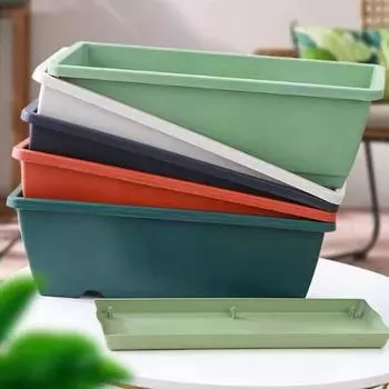 Ящик для выращивания овощей, цветочный горшок с дренажными отверстиями, утолщенный край, прочный, несущий, прямоугольный для использования в помещении M чёрный