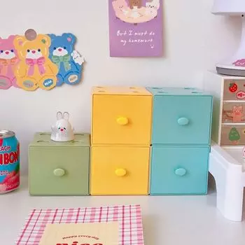 Ящик Стиль Строительный Блок Пенал Конфетный Цвет Косметика Ювелирные Изделия Чехол Для Девочек синий