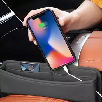 Ящики для хранения автомобильных сидений. Модный водонепроницаемый многофункциональный автомобильный боковой карман из искусственной кожи. Вмещает телефон, деньги, карты. чёрный