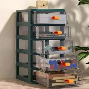 Ящики для хранения, многослойный компактный пластиковый ящик для хранения настольных компьютеров большой емкости для спальни 2 Layers зелёный