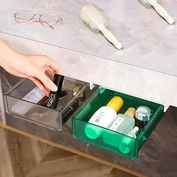 Ящики для хранения под столом Скрытые ящики для хранения на столе Выдвижной ящик для стола Выдвижной ящик для стола с самоклеящейся основой серый