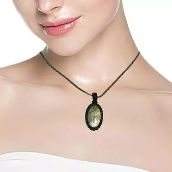 Яшма макраме ручная работа ожерелье драгоценные камни ювелирные изделия нить 20-36 реклама кулон