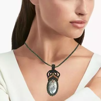 Яшма макраме ручная работа ожерелье драгоценные камни ювелирные изделия нить 20-36 реклама кулон