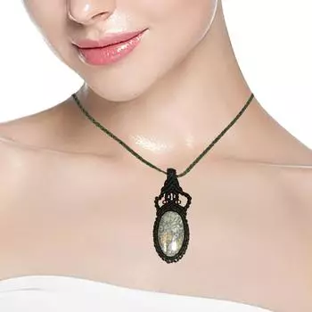 Яшма макраме ручная работа ожерелье драгоценные камни ювелирные изделия нить 20-36 реклама кулон