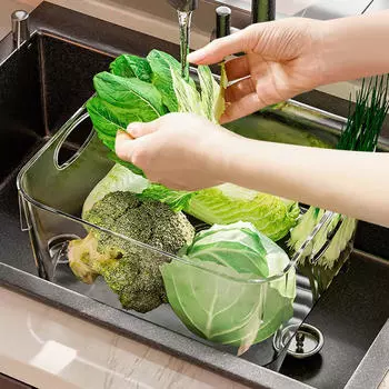 Ясные контейнеры для хранения Корзина для мытья овощей Сливные контейнеры Produce Saver Clear