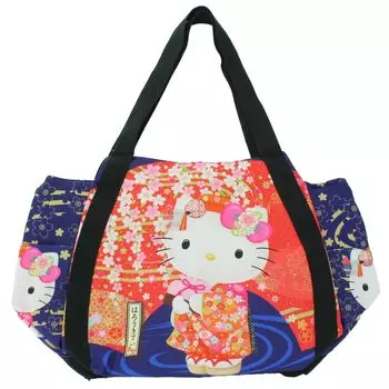 Yasuda Tsusho Japanese Pattern Print Balloon Bag Hello Kitty Sanrio Characters Weeping Cherry Blossoms