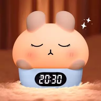 YAVINCOL Ночная тумбочка для кормления грудью Прикроватная тумбочка для спальни Силиконовый сенсорный кролик Хлеб Теплый цвет Непрямой USB Рождество Рождение Милый Свет, Свет, Свет,