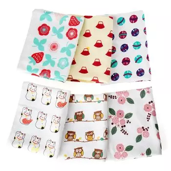 Yawahada Made in Japan Gauze Towel Face Towel Senshu Towel Design Random Set of 6 Thin Quick Dry Cotton [oruta] 100% (Face Towel)