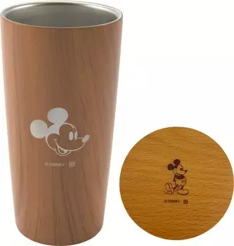 YAXEL Disney Woodgrain Vacuum Tumbler with Lid MB 440ml (Mickey)
