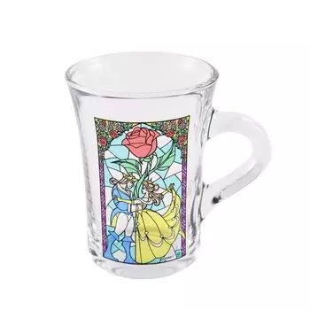 Яксель Кружка в стиле витража Милая Микроволновая печь Безопасная Закаленное стекло Безопасная для посудомоечной машины Чашка Стекло 230 мл Сделано во Франции Дисней Красавица и Чудовище 82598