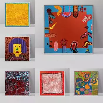 Yayoi Kusama абстрактное искусство тыква холст живопись современные постеры и принты настенная художественная картина для украшения гостиной Cuadros 20X20cm Unframed