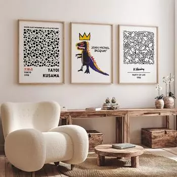 Yayoi Kusama Infinity Point абстрактные постеры на скандинавскую тему и принты, современное настенное искусство, холст, живопись, черно-белые картины Keith Decor 21x30cm No Framed