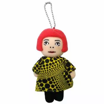 (Yayoi Kusama) Yayoi Kusama Plush Stuffed Toy Strap Accessory YAYOI-chan Polka Dot Mascot Doll Art Modern Art Plush Keychain Smartphone