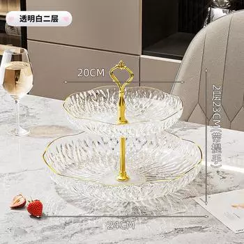 Язык цветов Многоярусная фруктовница Гостиная Дом Журнальный столик Легкая роскошь Хрустальная тарелка Отель Ресепшн Конфетница Тарелка для закусок
