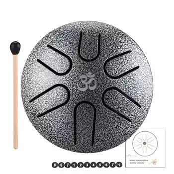 Язык стальной язык язык барабан 6 тон стальной язык барабан комплект 3 дюйма ударный инструмент ручной пан барабан образовательное использование барабан, барабан, серебряный