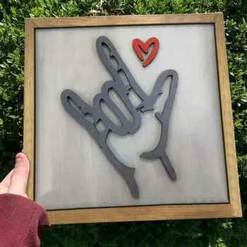 Язык жестов «Я люблю тебя», Деревянный знак, Декор деревянного фермерского дома, Художественное настенное украшение для дома One Size